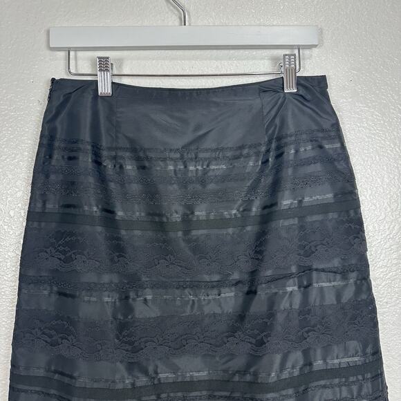 Vintage Express Y2K Skirt Women 5/6 Black Tulle Hem Gothic Silk Lace Coquette - Picture 6 of 11